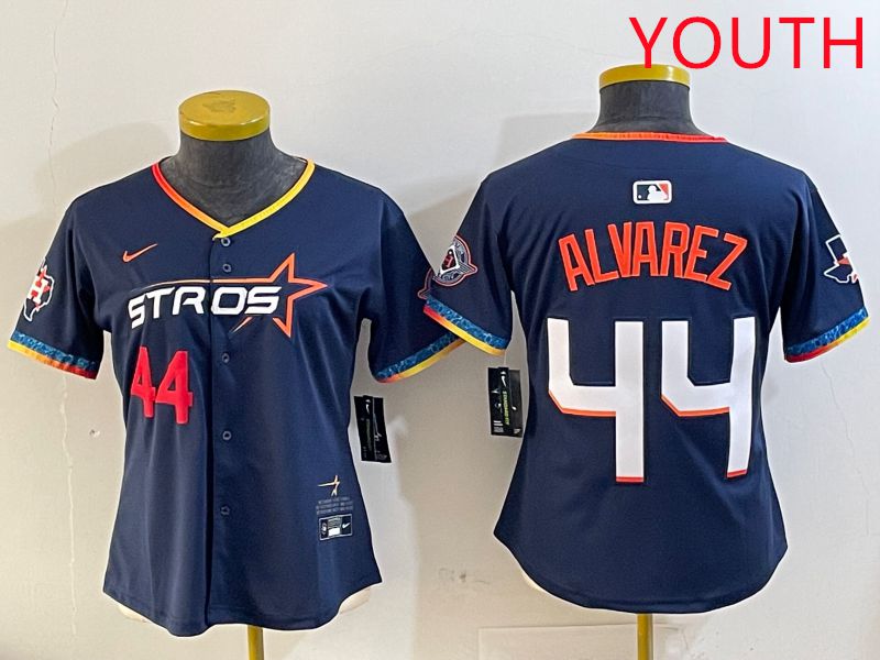 Youth Houston Astros 44 Alvarez Drak Blue Fourth generation Joint Name 2025 Nike MLB Jersey style 5